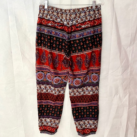 Floral soft flowy pattern pants cinched leg Size L - Picture 8 of 9